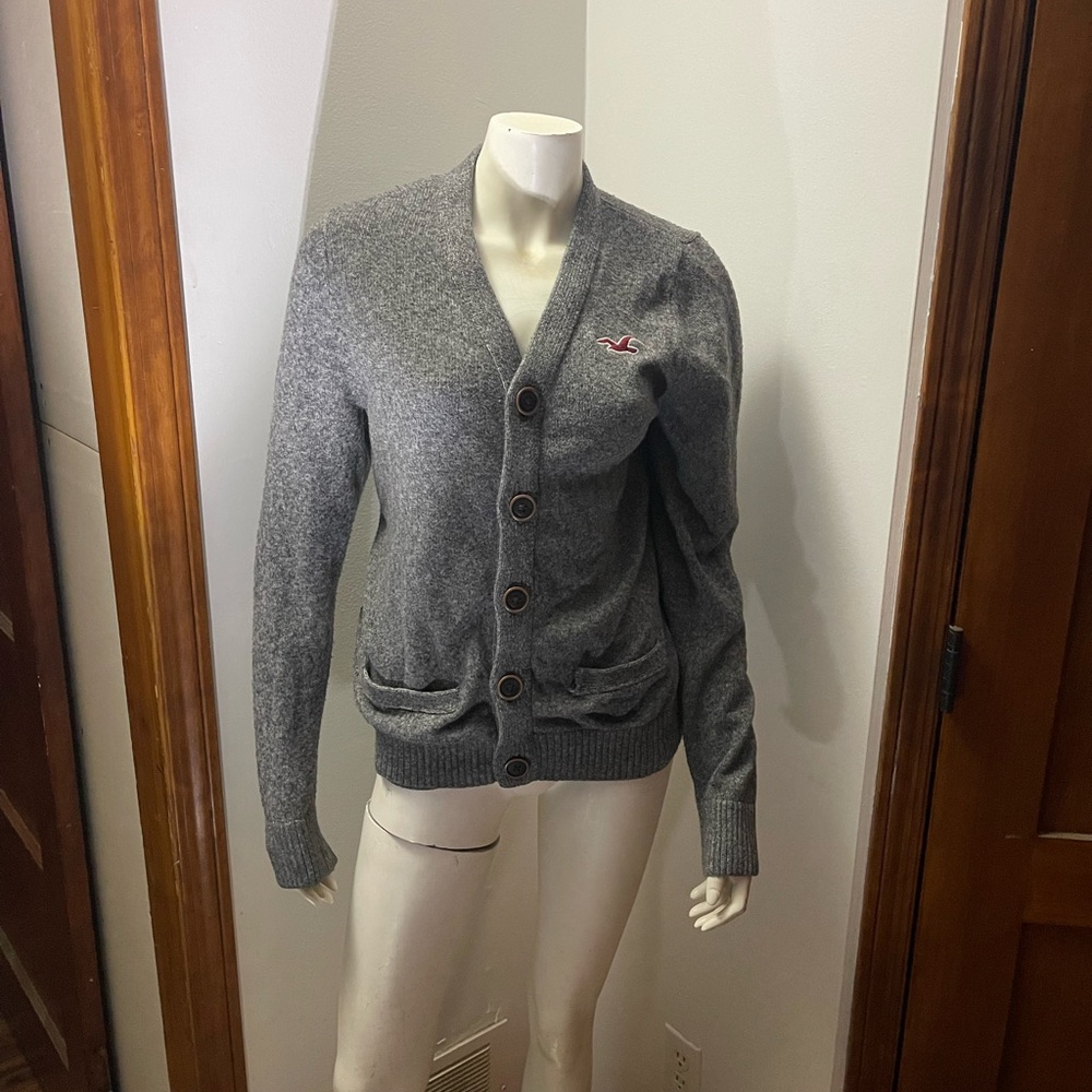 Hollister Charcoal Button-Up Men's Cardigan